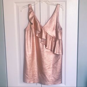 Zara Bronze Mini Dress with Ruffle Detail, Size S